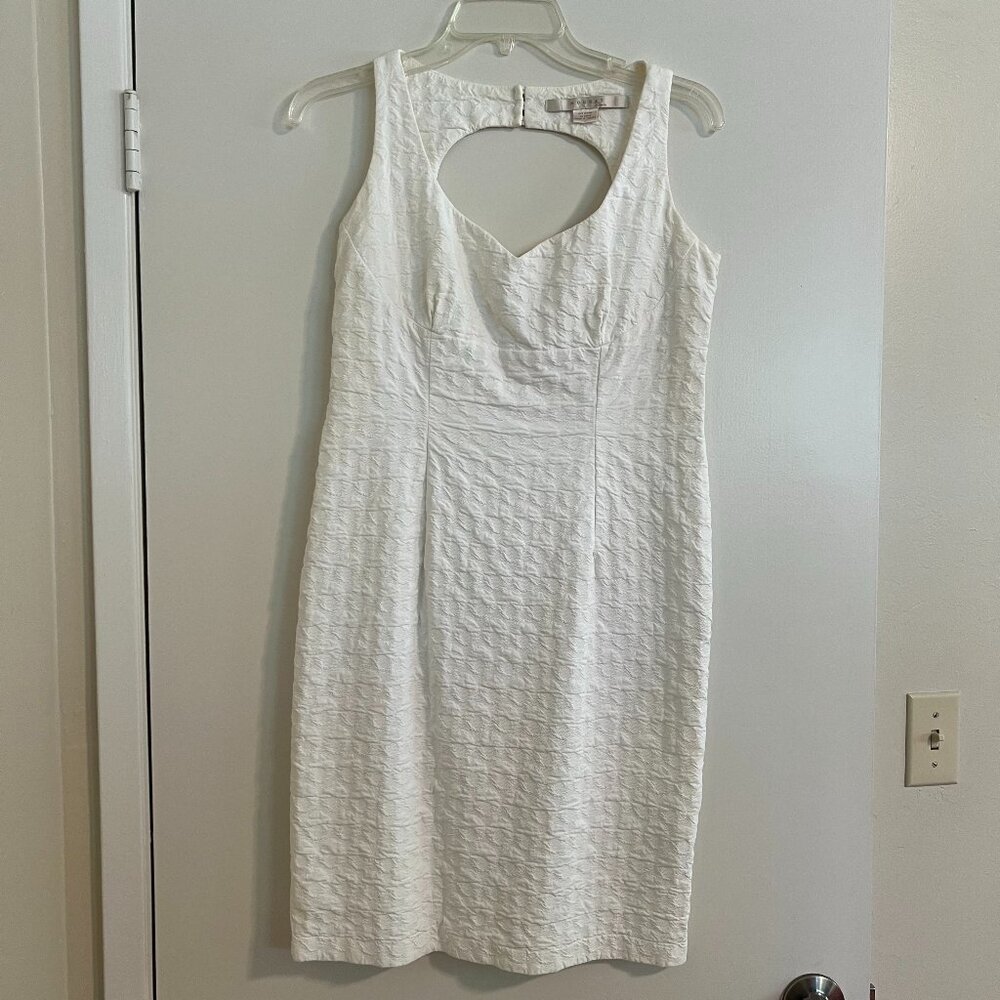 Textured White Sheath Dress
